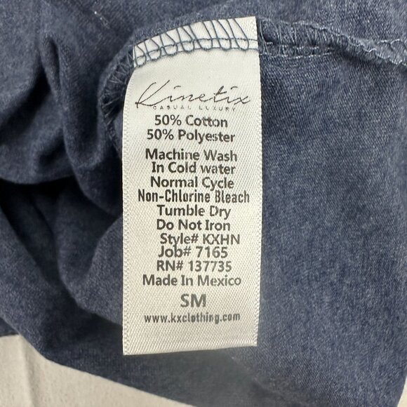 Kinetix Mens Small Navy Heather Long Sleeve Henley Shirt - Picture 6 of 7